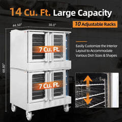 Commercial Full-Size Natural Gas/Propane Double-Stacked Convection Oven (SAK60914)