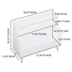 Kids Bookcase, Children Book Organizer Toy Storage Cabinet - White