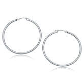 10k White Gold Polished Hoop Earrings (40 mm)