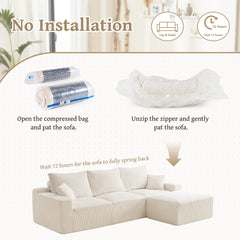 110" L-Shaped Sectional Sofa Full-Compression 3-Seater Cloud Couch with Chaise