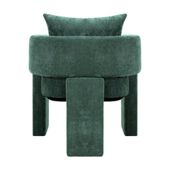 Modern 3-Leg Chenille Accent Chair with Ergonomic Arms & Removable Pillow