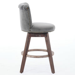 26" Counter Height Bar Stools Set of 2 with 360° Swivel and Velvet Upholstery