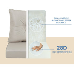 Outdoor Deep Seat Cushions for Patio Furniture Waterproof Set, Beige Polyester 24x24x4 Inches