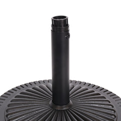 Black Rock Resin Outdoor Umbrella Base with Steel Support in Black Finish