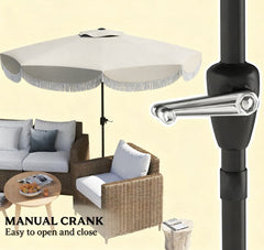 Vented Patio Table Umbrella, Outdoor Umbrella with Crank, 8 Ribs, Push Button Tilt