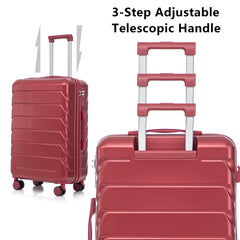 Set 3PCs 20'/24'/28' ABS Spinner Wheel Luggage Wine Red