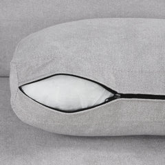 111" Upholstered 3-Seater Sofa with Curved Design and Two Printed Pillows