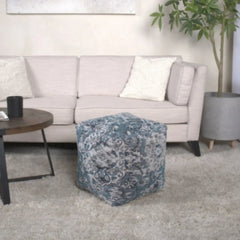 Anita Square Pouf Ottoman and Floor Cushion - Blue