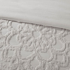 King/Cal King 3-Piece Tufted Cotton Chenille Medallion Duvet Cover Set