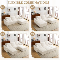 110" L-Shaped Sectional Sofa Full-Compression 3-Seater Cloud Couch with Chaise