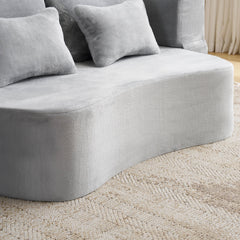 Queen Size Modern Light Grey Floor Sofa with 4 Pillows