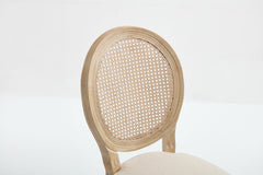 French Country Dining Chairs Set of 2 Upholstered with Rattan Back