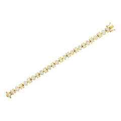 14K Yellow Gold 7.50 Cttw Princess and Baguette Diamond Geometric Link Bracelet