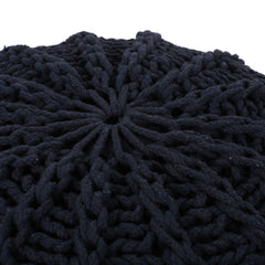 Bordeaux Knitted Cotton Round Pouf Ottoman and Floor Cushion