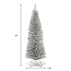 6 Feet Tinsel Tree Unlit Slim Pencil Christmas Tree