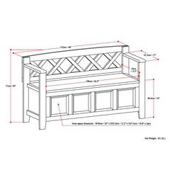 Amherst Solid Wood Entryway Storage Bench in Distressed Grey
