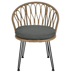 U_STYLE Outdoor Leisure Set with 2 Rattan Chairs & Glass Table