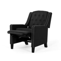 Classic Dark Grey Fabric Push Back Chair with Riveted Armrests