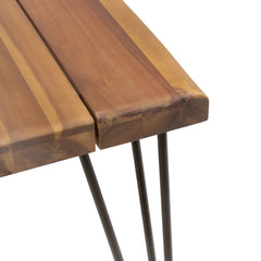 7 Pieces Acacia Wood Outdoor Dining Set with 6 Chairs