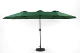 14.8 Ft Double Sided Outdoor Umbrella Rectangular Large with Crank (Dark Green)