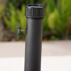 Modern Square Wheelie Umbrella Base Black Concrete 19.69 Inch