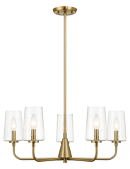 Dazzle Five Lights Chandelier With Clear Seeded Glass - Satin Brass