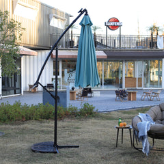 10ft Solar LED Offset Hanging Patio Umbrella (Light Green)