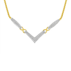 14K Yellow and White Gold 2.0 Cttw Princess Cut Diamond Flared and X-Station V Shaped 18†Franco Chain Statement Necklace (H-I Color, SI2-I1 Clarity)