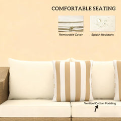 Outdoor Furniture Rattan Sofa with Cushions and Throw Pillows