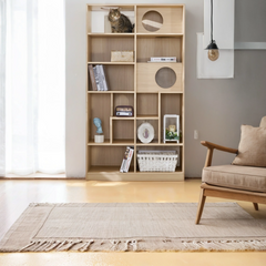 Furniture Style Cat Bookcase Cat Tree Shelves Natural Particle Board MDF 63.5 Inch