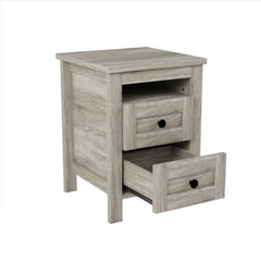 3-Pieces Bedroom Set Queen Size Farmhouse Platform Bed with Storage Headboard and Charging Station