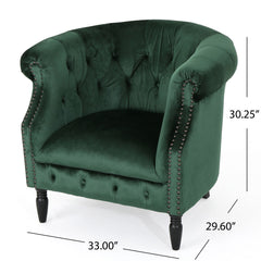 Celestialis Upholstered Club Chair with Tub Design and Rolled Recessed Armrests