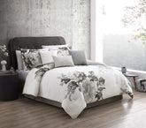 Ridgely 7 Pc Watercolor Black and White Floral Comforter Set