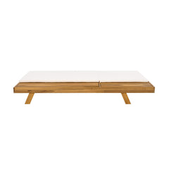 Lounge Chaise Set, Acacia Wood with Water-Resistant Cushions
