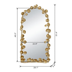 Full Length Arched Wall Mirror With Gold Leaf Accents
