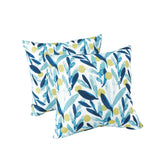 2 Pack Outdoor Pillows, Waterproof & Fade-Resistant Patio Cushions (18x18 Inch, Blue Leaf)