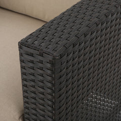 Puerta Club Chair MP1 Outdoor Comfort Weather-Resistant Cushions Mixed Black Faux Rattan