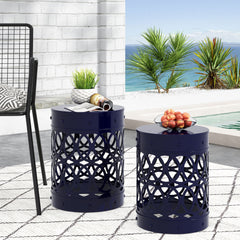 Delight Powder-Coated Iron End Table Set of 2, Navy Blue