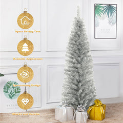 6 Feet Tinsel Tree Unlit Slim Pencil Christmas Tree