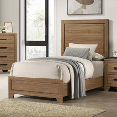 Walnut Chestnut 3pc Twin Size Bedroom Set with Nightstands