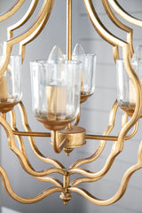 4 Light Metal Chandelier with Adjustable Chain - Gold