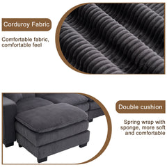 Modern U Shaped 6-Seat Sectional Sofa Couch with Ottoman