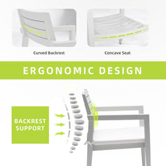 Outdoor Patio Aluminum Stationary Dining Chairs 4PCs with Outdoor-Grade Sunbrella Fabric Cushions
