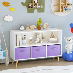 Bookcase With Collapsible Drawers, Book Display Organizer