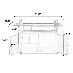 Outdoor Bar Table with Wicker Bar Cart and Steel Top