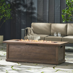 Transitional 56'' Rectangular Outdoor MGO Propane Fire Pit with 50,000 BTU