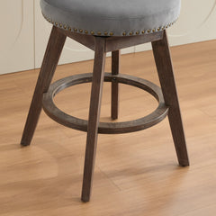 26" Counter Height Bar Stools Set of 2 with 360° Swivel and Velvet Upholstery