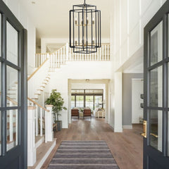 18' Modern 8-Light Black Gold Geometric Pendant Chandelier