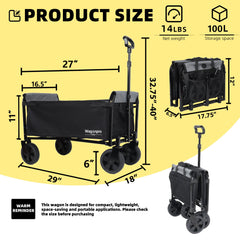 All-in-One Convertible Folding 4-Wheel Trolley with Bench Seat and Dog Leash