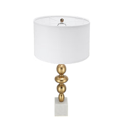 D15x29.5' Gold and White Table Lamp with Round Four Tiered Body